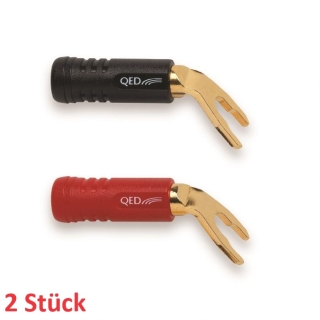 QED QE1830 AIRLOC - Spade Plug Schwarz/Rot, 2er Set