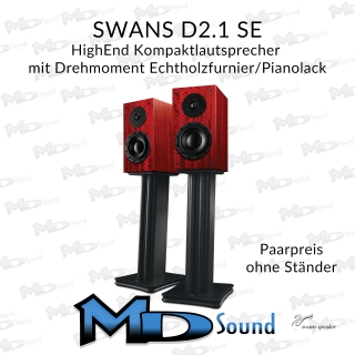 Swans D2.1 SE+, HighEnd Kompaktlautsprecher mit Drehmoment Echtholzfurnier/Pianolack - Paarpreis