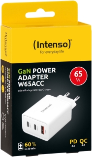 Intenso GaN Power Adapter W65ACC 2 x USB-C + 1 x USB-A 65W