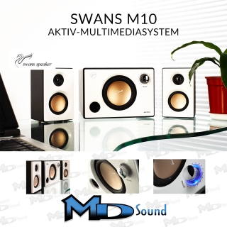 SWANS M10 2.1 Aktiv Multimediasystem - weiß, Paar | Aussteller, sehr gut