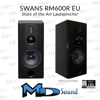 SWANS RM 600R Schwarz Pianolack 3-Wege Regallautsprecher Stück | Auspackware, wie neu